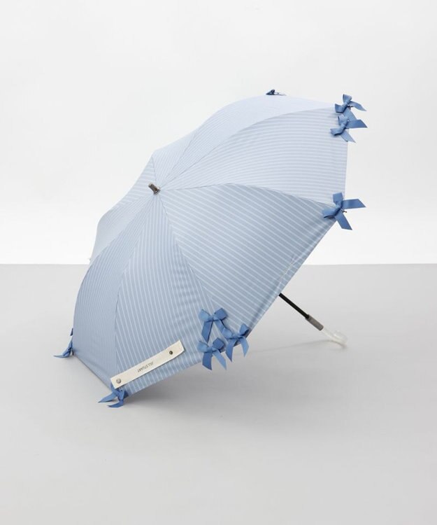 AURORA 【 JILL STUART（ジル スチュアート）】・WEB限定・　リボン付き晴雨兼用パラソル(折りたたみ) サックス