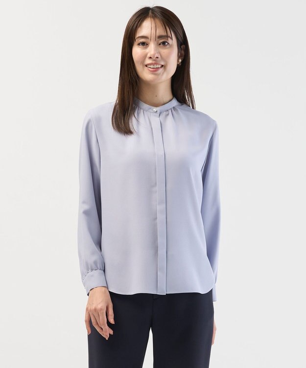 J.PRESS LADIES S ヌーディスバックサテン ブラウス サックス系