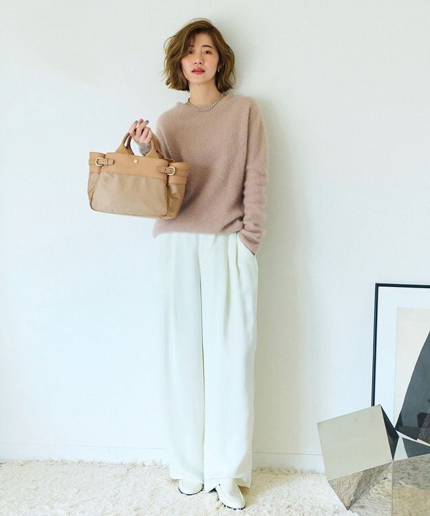 TOPKAPI 【Breath TOPKAPI】RIPPLE リプル ナイロン コンビ ベルト デザイン ミニ トートバッグ ベージュ