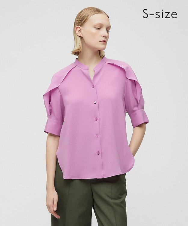 BEIGE， 【S-size】HYACINTH / スタンドカラーブラウス ピンク系