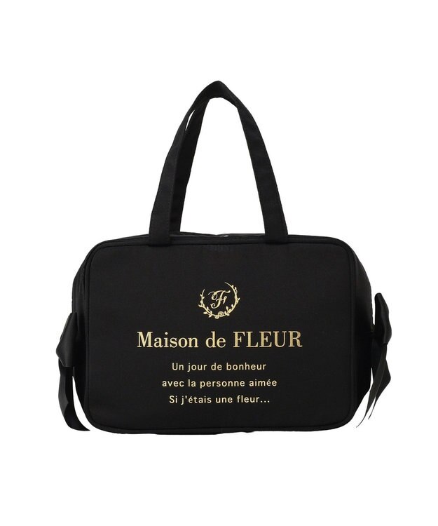 Maison de FLEUR 【保冷機能付き】サテンサイドリボン保冷バッグ Black