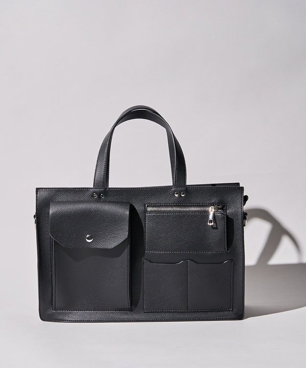 AMERICAN HOLIC マルチポケットスクエアＡ４ショルダートートバック Black
