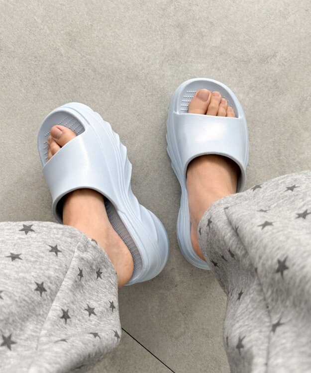 WEGO 厚底デザインラバーサンダル サックス