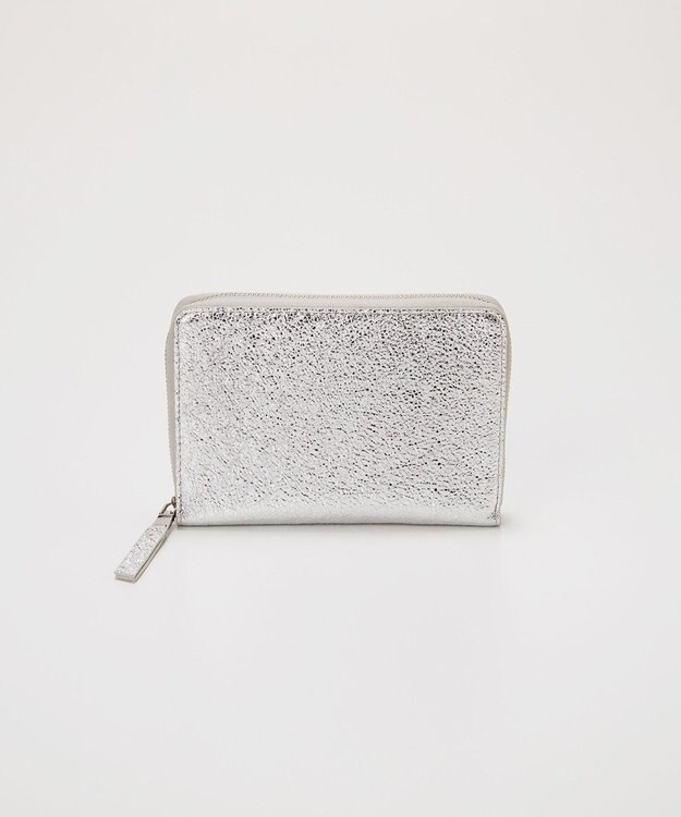 TOPKAPI 【TREASURE TOPKAPI】ウォッシュド レザー メタリック ラウンドファスナー 二つ折り財布/パスポート対応 シルバー