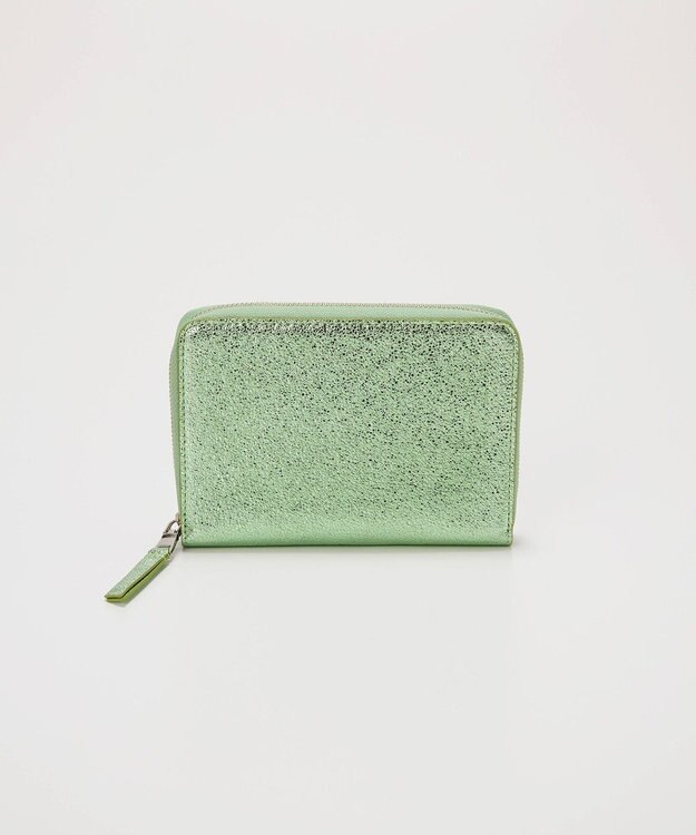 TOPKAPI 【TREASURE TOPKAPI】ウォッシュド レザー メタリック ラウンドファスナー 二つ折り財布/パスポート対応 グリーン
