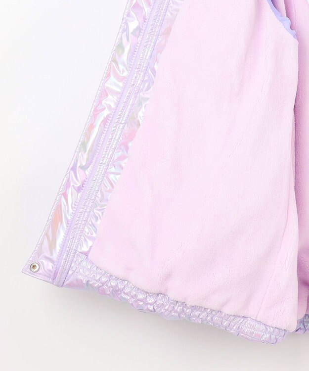 ANY KIDS パール調×フリースボア中綿コート ラベンダーオーロラ