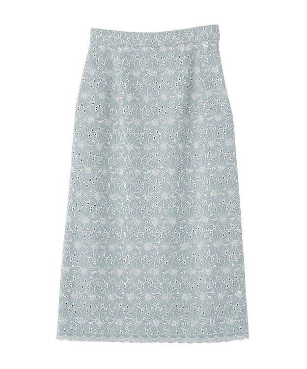 YECCA VECCA フラワーレースロングナロースカート Light Blue