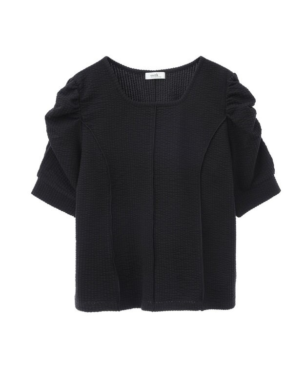 earth music&ecology ぽこぽこパワショルプルオーバー Black