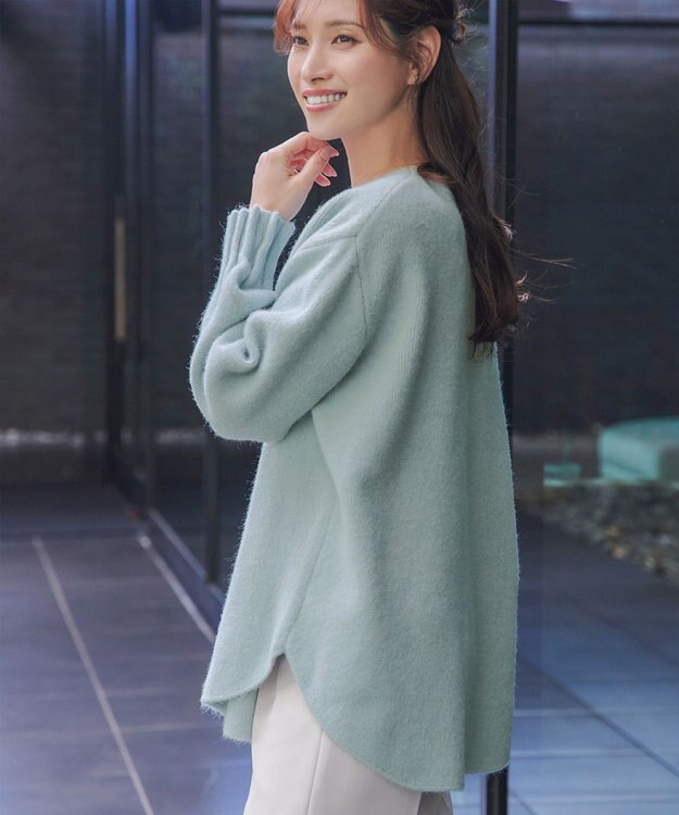 Tiaclasse 袖タックニットプルオーバー ブルー