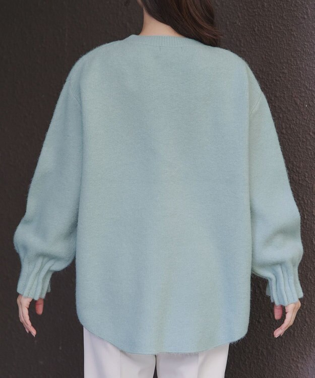 Tiaclasse 袖タックニットプルオーバー ブルー