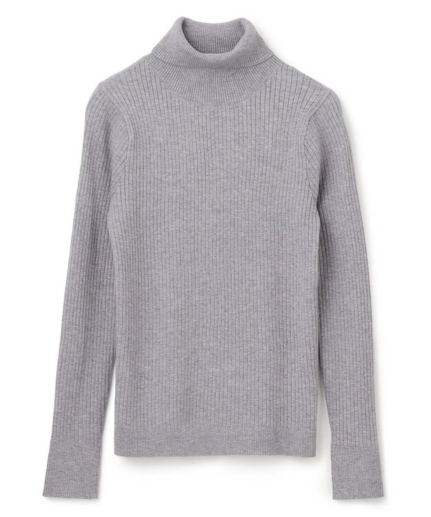 UNFILO 【吸湿発熱】リブ タートルネック ニット グレー