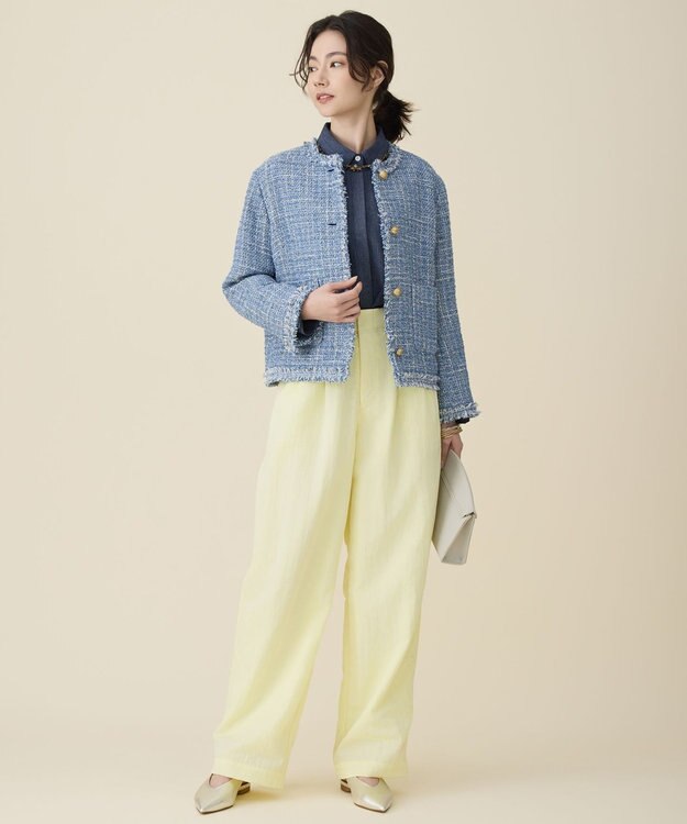 自由区 L 【セットアップ対応】ソフトリネンダンガリー シャツ ネイビー