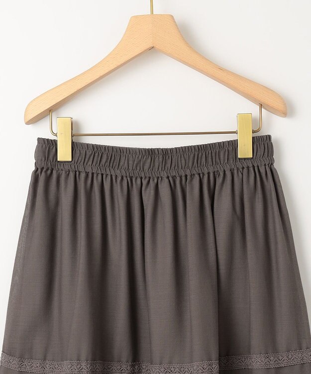 組曲 【洗える】レーシーボイル スカート ライトグレー系