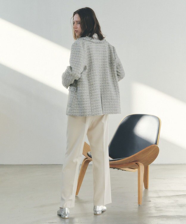 YECCA VECCA ノーカラーツイードジャケット Gray