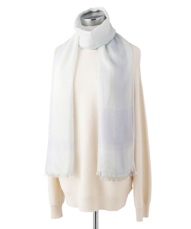 MOONBAT FURLA(フルラ) レーヨンラメブロックチェックストール／40×170cm ミントグリーン