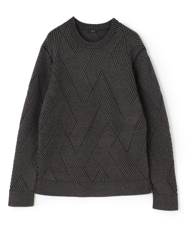 JOSEPH HOMME ビッグジオメトリージャガード　クルーネック グレー系