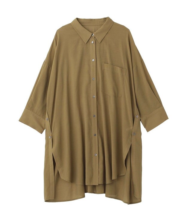 YECCA VECCA リブMIXシアーオーバーシャツ Dark Beige