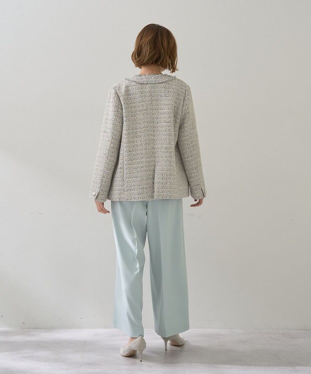 YECCA VECCA ノーカラーツイードジャケット Gray