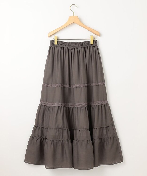 組曲 【洗える】レーシーボイル スカート ライトグレー系