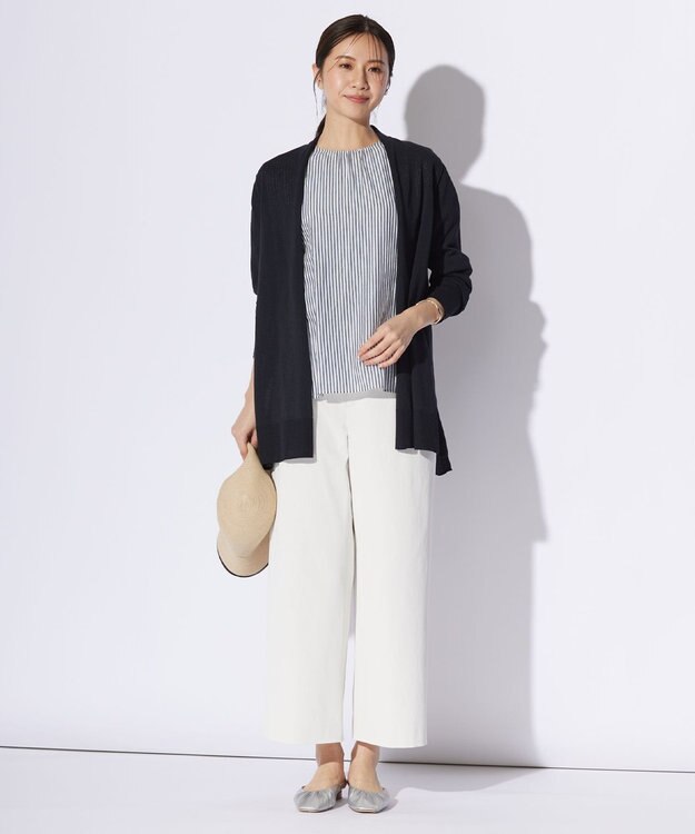 J.PRESS LADIES L 【洗える・UVケア】サマー カーディガン ネイビー系