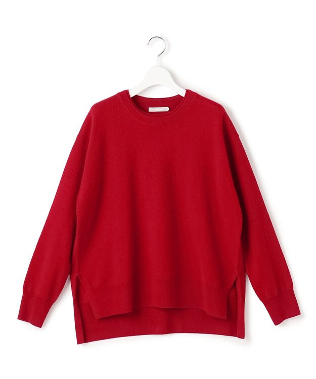 ICB 【新色追加】ソフトカシミヤミックス クルーネックニット ディープレッド