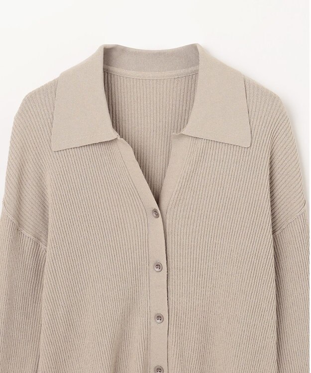 GRACE CONTINENTAL スラブリブシャツニットトップ ベージュ