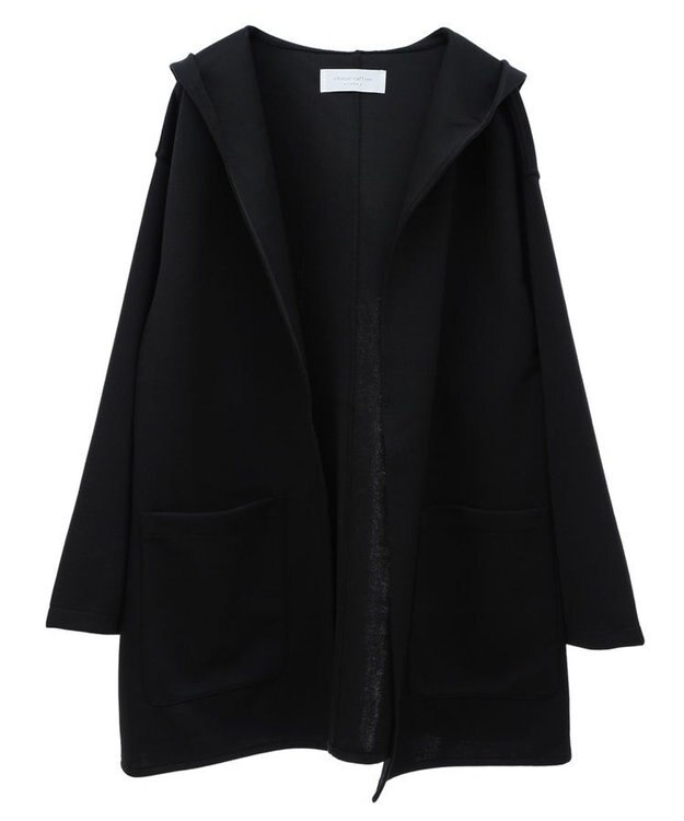 Green Parks ポンチフード付きカットカーディガン Black