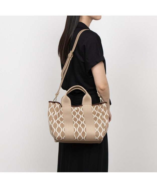UNBILLION カシュカシュ cachecache / 柄アソートジャガード2wayトートバッグ ベージュ
