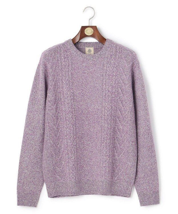 J.PRESS MEN ウール×カシミヤの上質素材【Cash Lamb's Wool】ケーブルクルーネック ニット_25年モデル パープル系