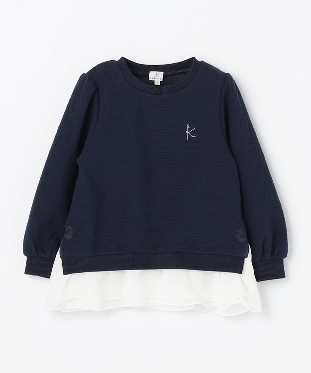 組曲 KIDS 【110-140㎝】フラワーキルト トレーナー ネイビー