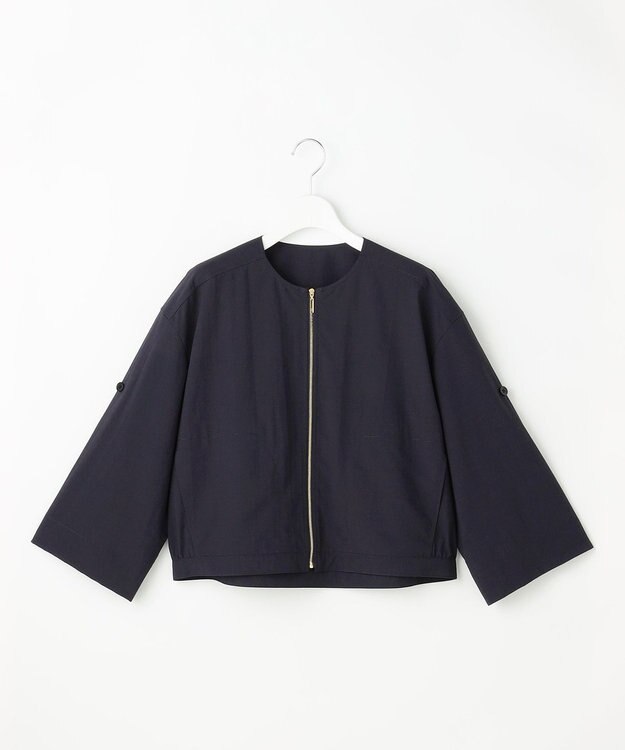 自由区 ファンクショナルブロード ノーカラーブルゾン ネイビー