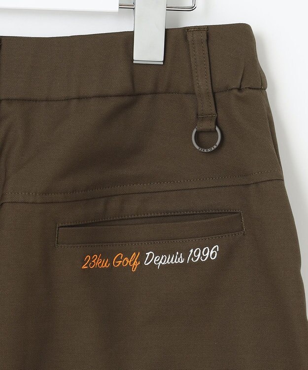 23区GOLF 秋色夏素材【WOMEN】【ストレッチ】シェルタリングオックス 台形スカート ダークブラウン系