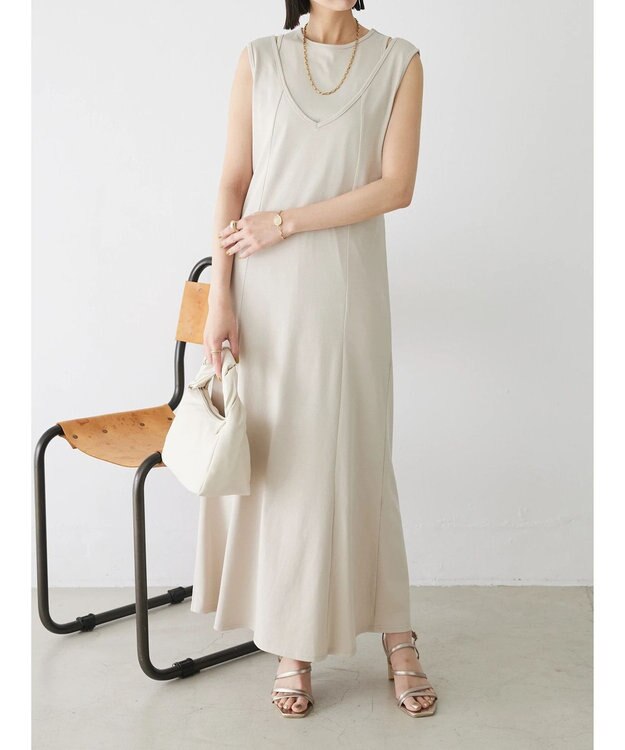 Green Parks カットワークデザインカットソーワンピース Beige