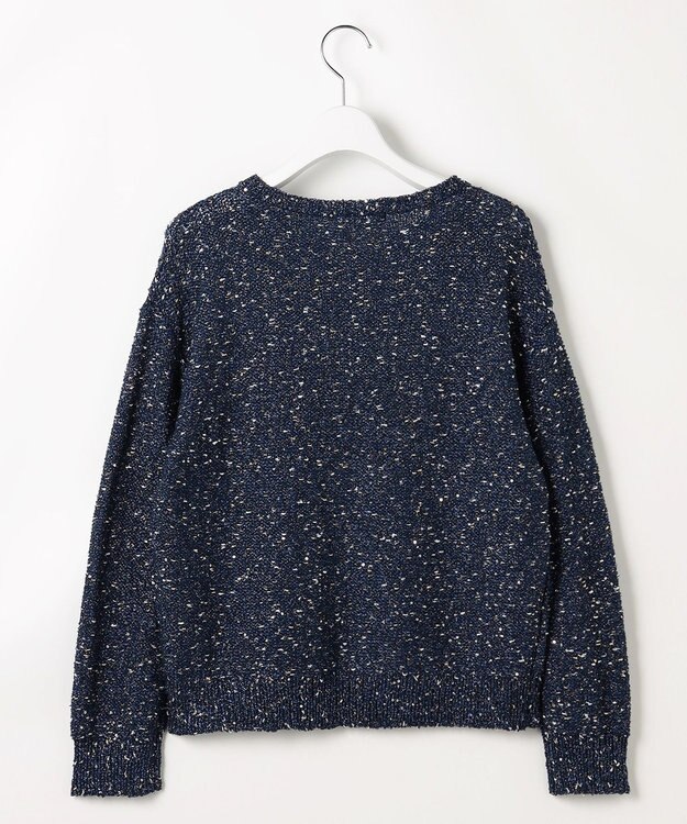 自由区 L 【1枚で華やぐ】ラメノットスパングル ニット ネイビー
