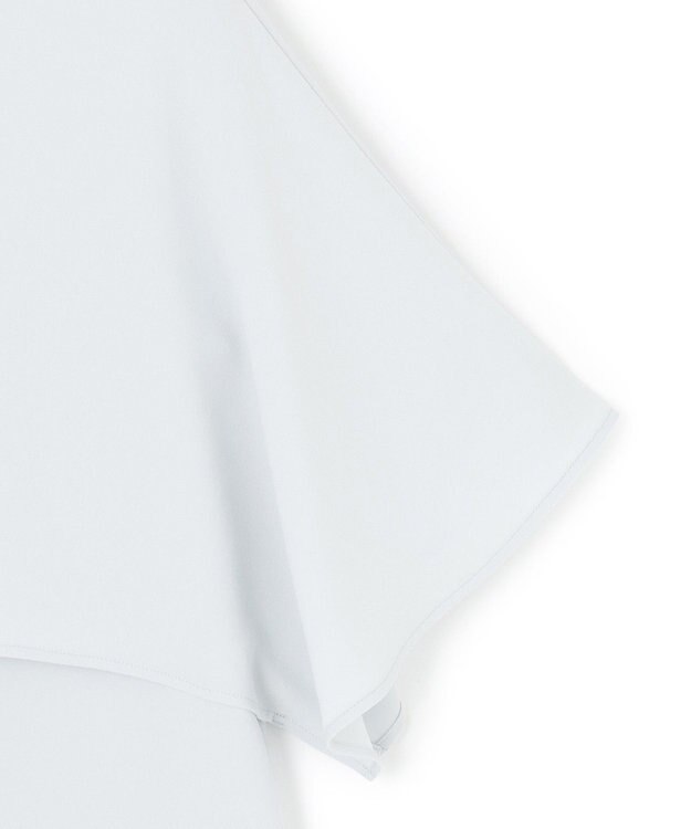 23区 L 【吸水速乾/UVカット/接触冷感】ストレッチジョーゼット  ケープデザイン カットソー スカイブルー系