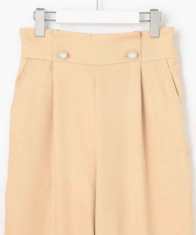 Feroux 【洗える】ウエストタックワイドパンツ ベージュ系