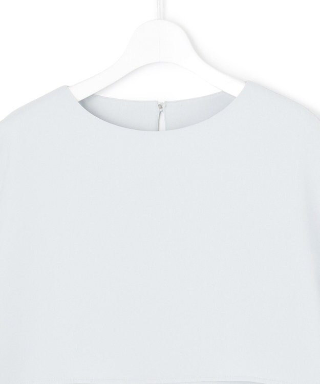 23区 L 【吸水速乾/UVカット/接触冷感】ストレッチジョーゼット  ケープデザイン カットソー スカイブルー系