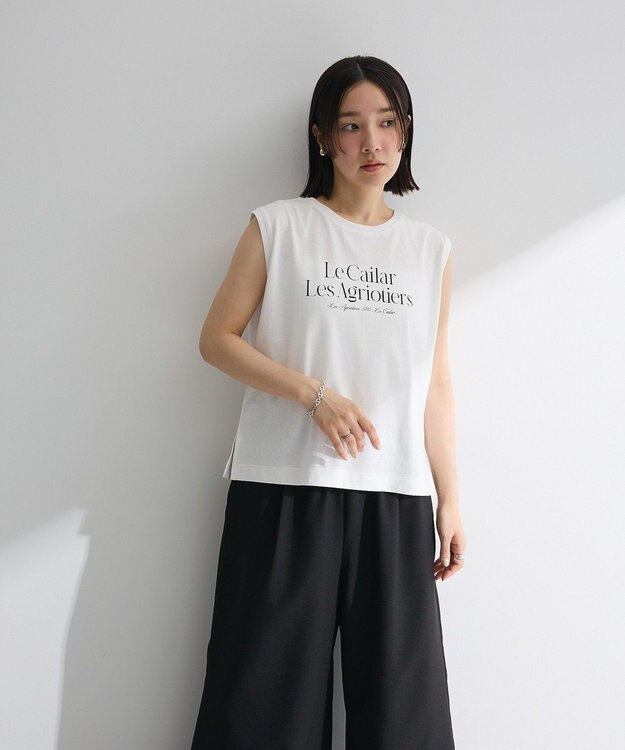 Green Parks ノースリーブフェミニンロゴプルオーバー Off White