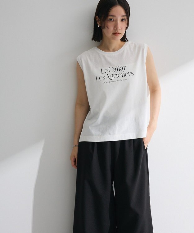 Green Parks ノースリーブフェミニンロゴプルオーバー Off White