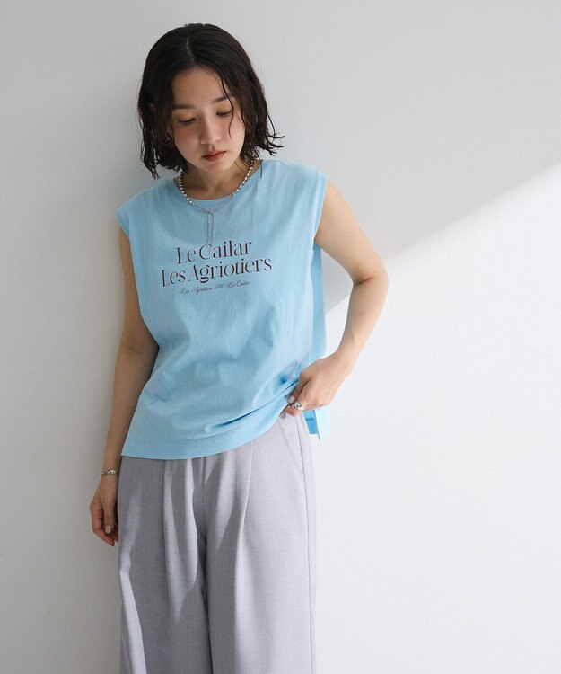 Green Parks ノースリーブフェミニンロゴプルオーバー Blue