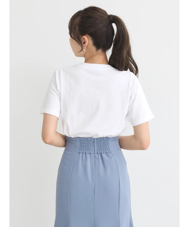 earth music&ecology 襟パール刺繍ロゴＴシャツ White