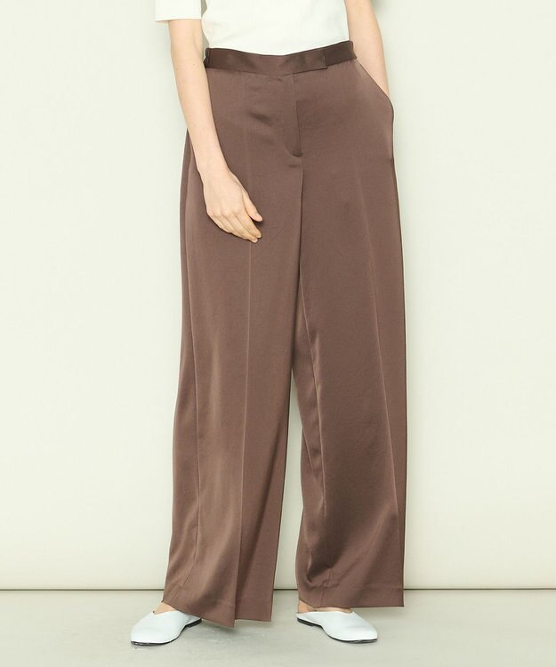 JOSEPH 【洗える】ドレーピーベネシャン　ワイドトラウザーズ Brown