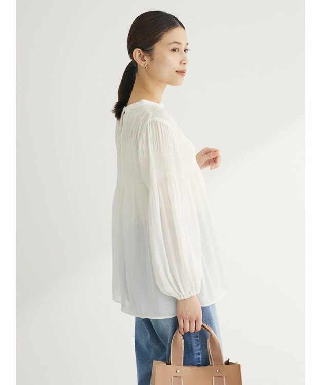 Green Parks マジョリカプリーツブラウス Off White