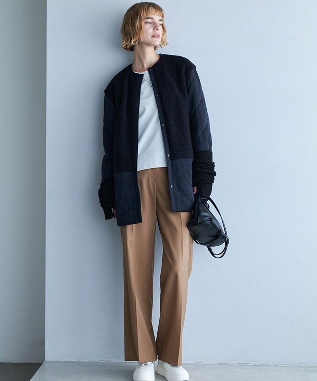 ICB L 【洗える】ジョーゼットジャージー  ドルマンスリーブプルオーバー オフホワイト系