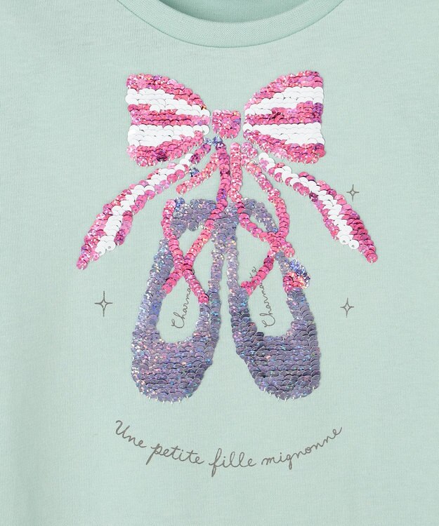 ANY KIDS ミラクルスパンコール 長袖Tシャツ ミント×バレエ