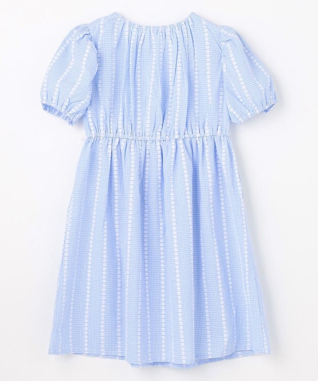 ANY KIDS 【洗濯機可能】サッカー ストライプワンピース サックスブルー