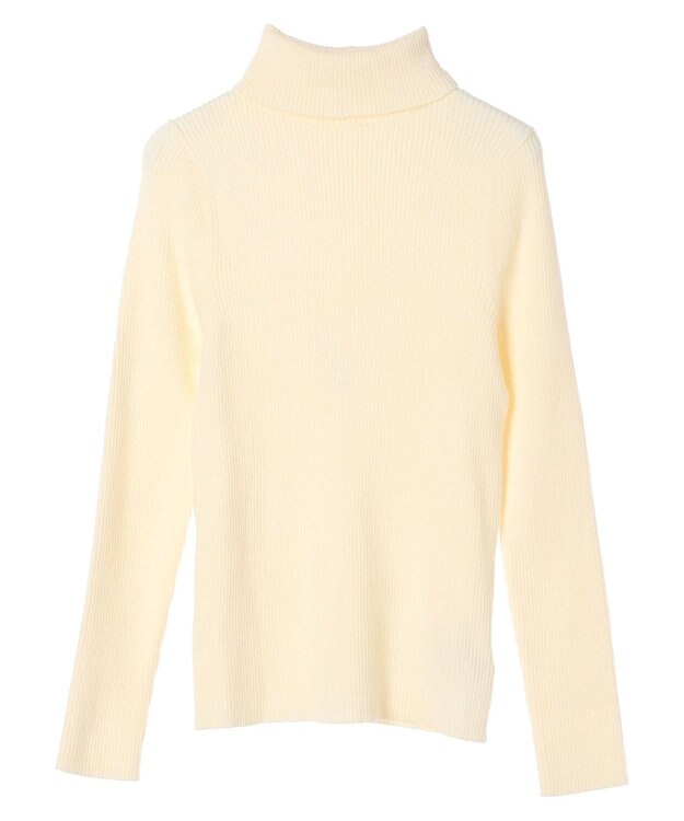 earth music&ecology やわらかタッチリブタートルネックプルオーバー Ivory