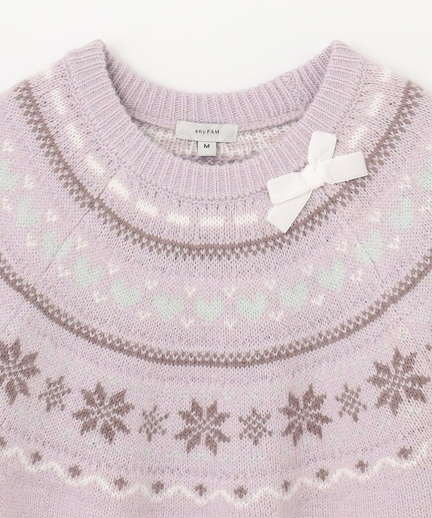 ANY KIDS ノルディック柄 ニット ラベンダー系
