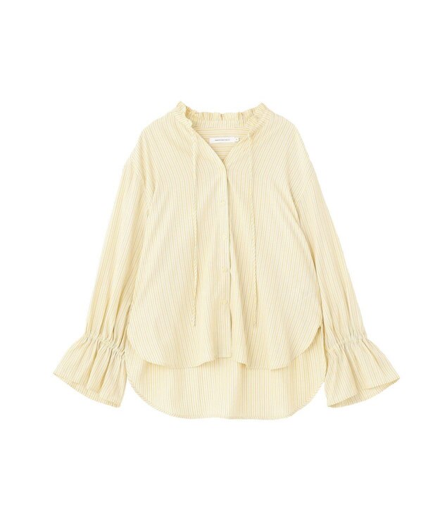 AMERICAN HOLIC スタンドフリルストライプスキッパーブラウス Yellow