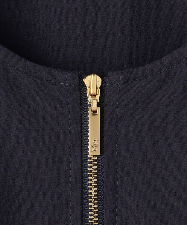 自由区 ファンクショナルブロード ノーカラーブルゾン ネイビー